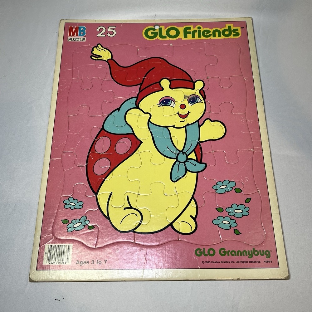 Vintage 1980s Glo Worm Puzzle Friends Frame-Work Hasbro Grannybug Kids Game
